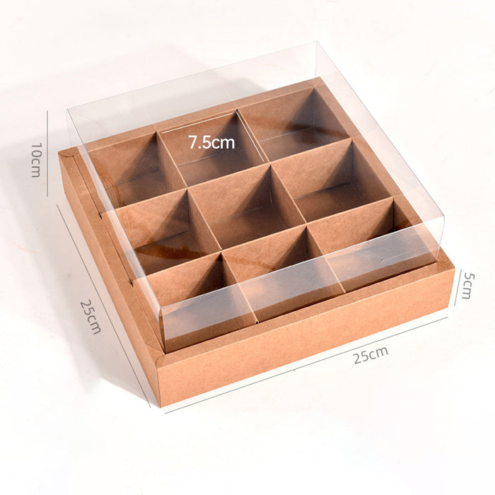 5pcs Kraft Paper Nine-compartment Food Packaging Box with Lids