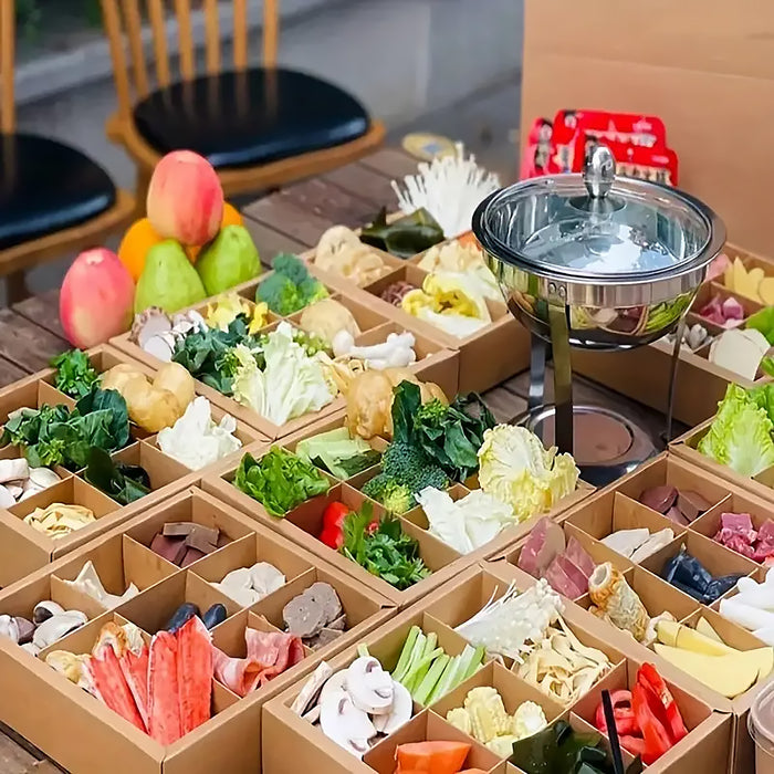 5pcs Kraft Paper Nine-compartment Food Packaging Box with Lids