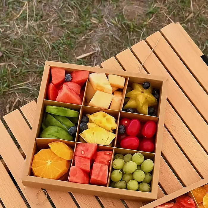 5pcs Kraft Paper Nine-compartment Food Packaging Box with Lids