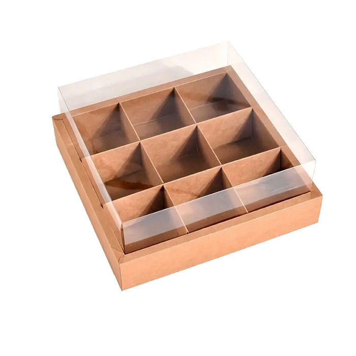 5pcs Kraft Paper Nine-compartment Food Packaging Box with Lids