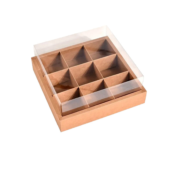 5pcs Kraft Paper Nine-compartment Food Packaging Box with Lids