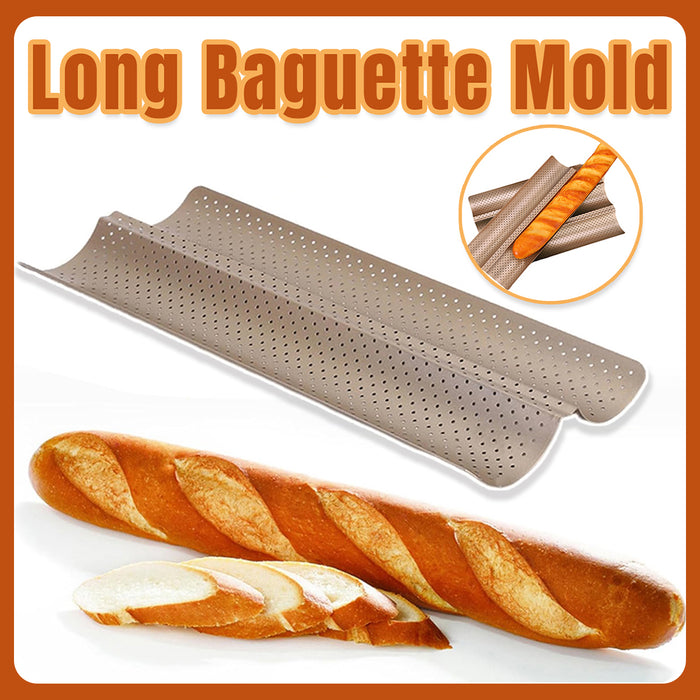 Nonstick Baguette Baking Tray with 2 Compartments Carbon Steel