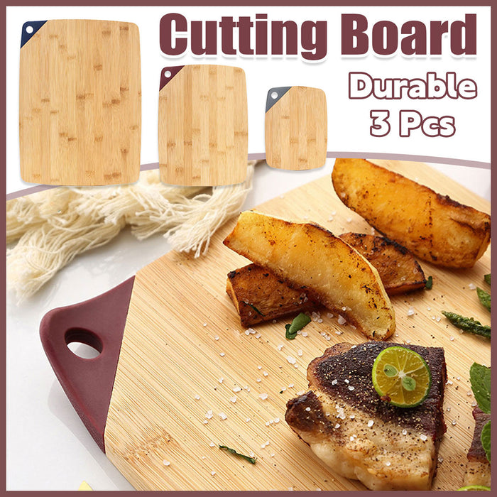 3 Pcs Bamboo Cutting Board Set with Silicone Corners