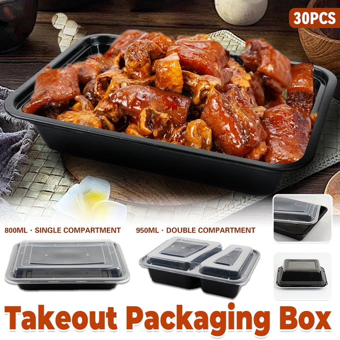30PCS Food-Grade Takeout Packaging Box 800/950ml for Restaurant Party Meal Prep