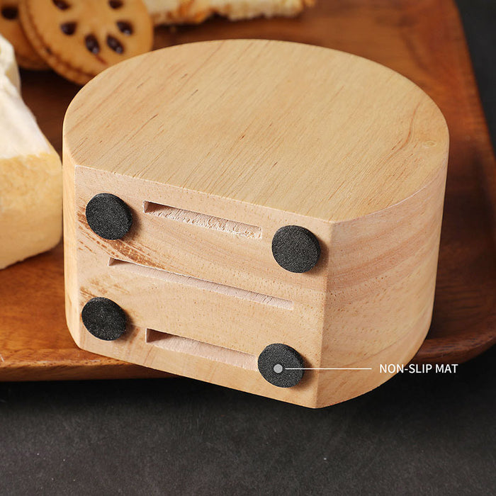 6 Pcs Stainless Steel Cheese Knife Set with Oak Stand