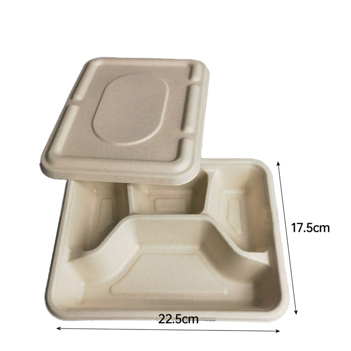 25 / 50 Pcs Biodegradable Lunch Boxes Microwave Safe -20°C to 120°C Multi-Compartment