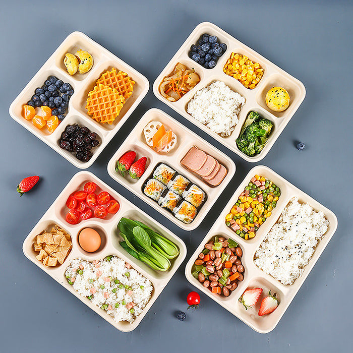 25 / 50 Pcs Biodegradable Lunch Boxes Microwave Safe -20°C to 120°C Multi-Compartment