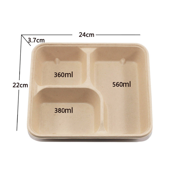 25 / 50 Pcs Biodegradable Lunch Boxes Microwave Safe -20°C to 120°C Multi-Compartment