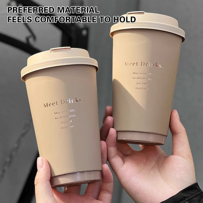 50 Pcs Coffee Paper Cups with Lids Matte Brown 330ml 380ml 500ml
