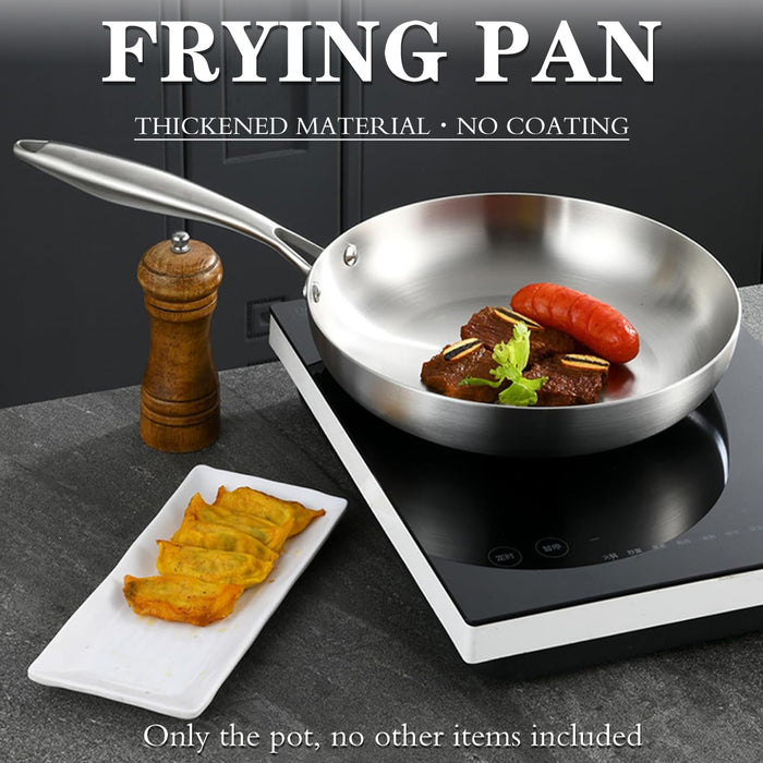 304 Uncoated Stainless Steel Wok Pan Triple-Layer Base for Induction and Gas Stove