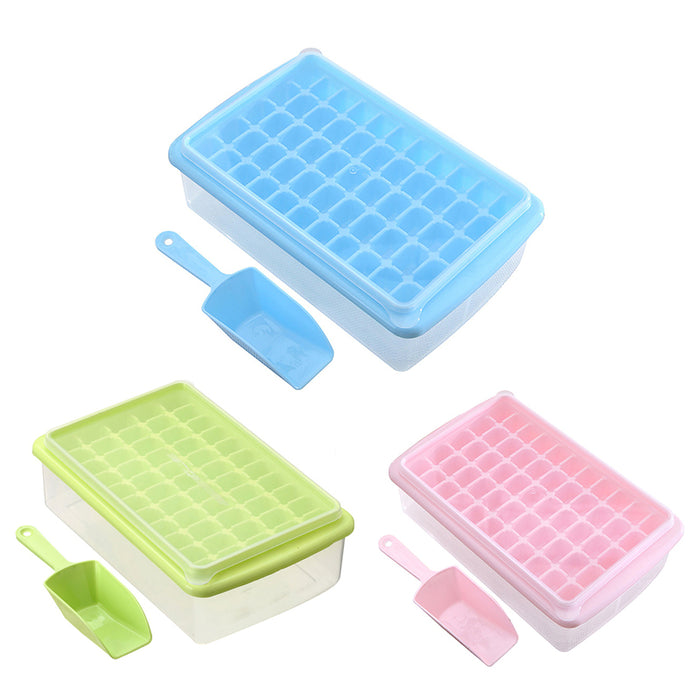 55 Grid Ice Cube Tray with Lid Storage Box and Scoop Set
