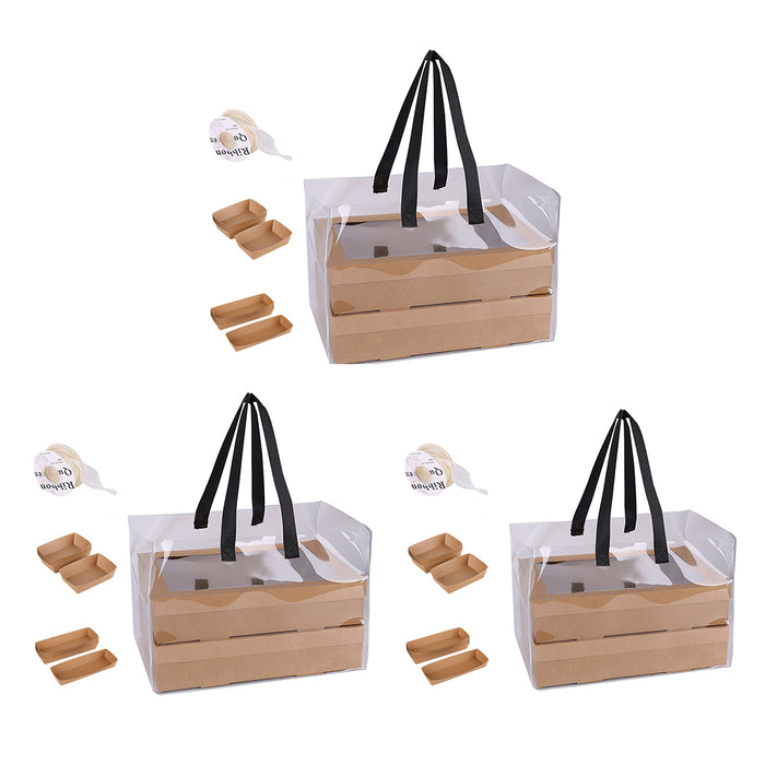 10 Pcs Camping Picnic Bento Boxes with Clear Window Eco-Friendly Cowhide Paper