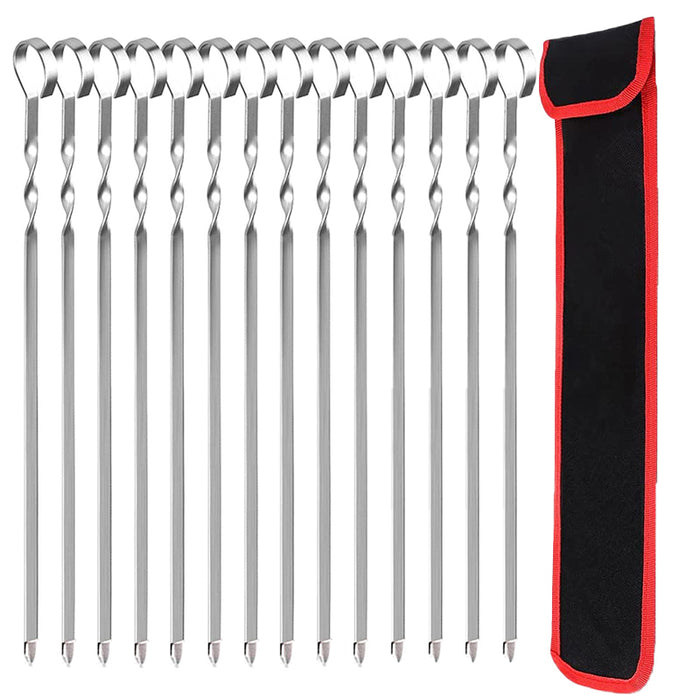 Stainless Steel BBQ Skewers 17 Inch Flat Wide Blade, 17 inches