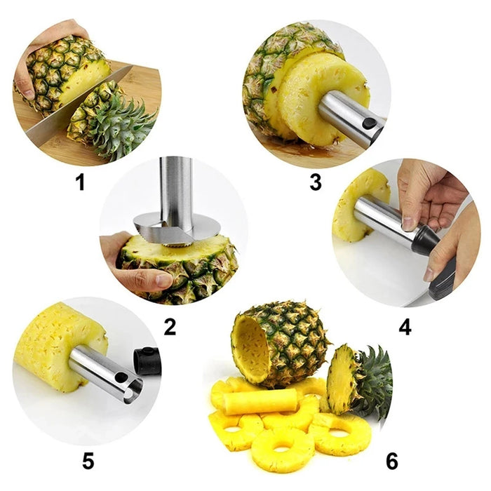 Stainless Steel Pineapple Corer Slicer Peeler Cutter with ABS Handle