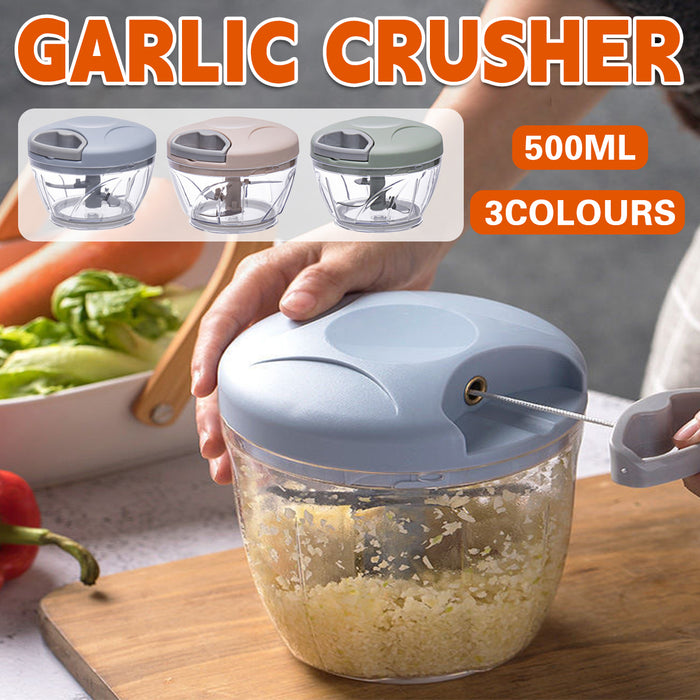 500ml Manual Food Chopper with Pull Handle and Steel Blades