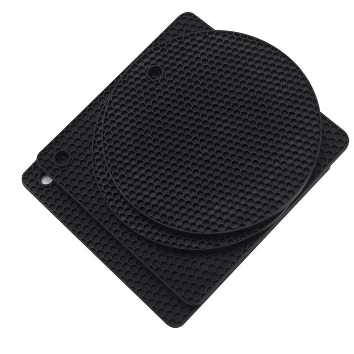 4 Pcs Silicone Honeycomb Heat Resistant Mats Round 17.5 cm Square 18.5 cm Up to 450°F