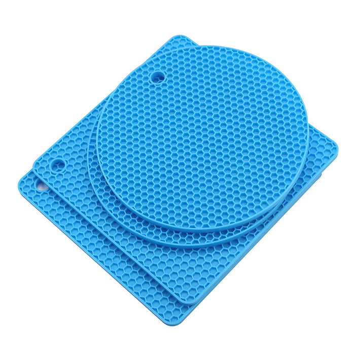 4 Pcs Silicone Honeycomb Heat Resistant Mats Round 17.5 cm Square 18.5 cm Up to 450°F