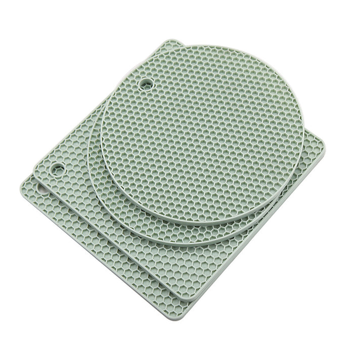 4 Pcs Silicone Honeycomb Heat Resistant Mats Round 17.5 cm Square 18.5 cm Up to 450°F