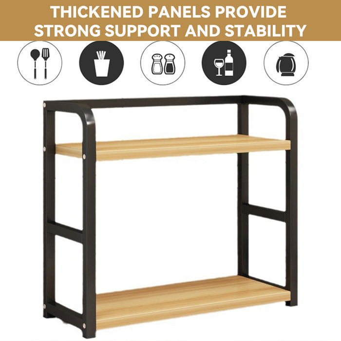 2 Tier Kitchen Storage Rack Steel Frame Board 50cm