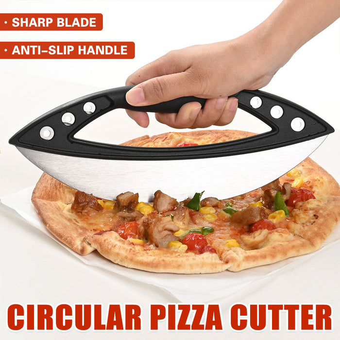 430 Stainless Steel Pizza Cutter with Protective Cover PP Handle 29.6 x 11.5 cm