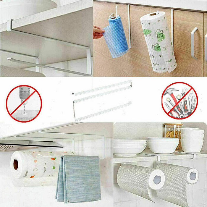 Under Cabinet Paper Towel Holder Iron Rack Drill Free Hanger