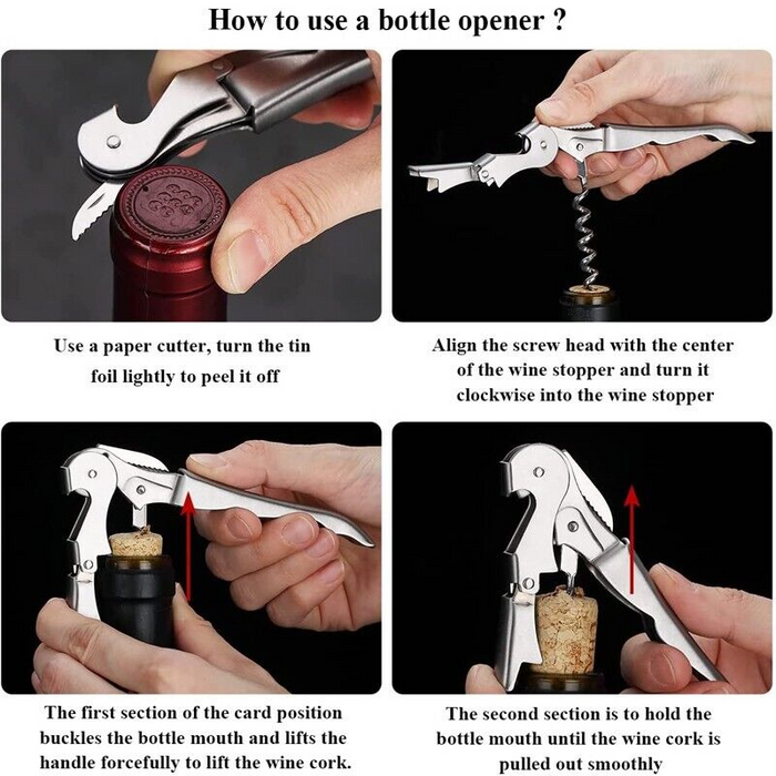 Corkscrew with Foil Knife Bottle Opener Capsule Cutter, 12cm
