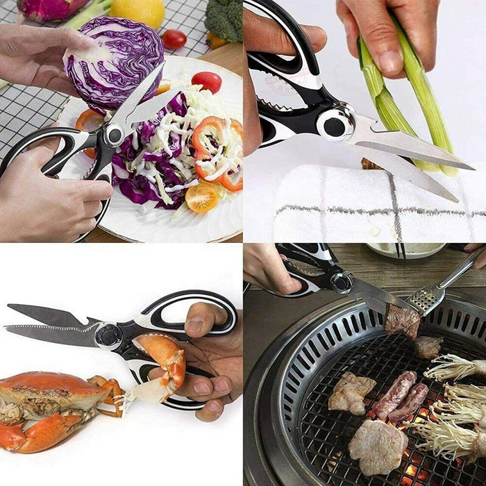 Kitchen Scissors Stainless Steel Black and Red Multi-Function