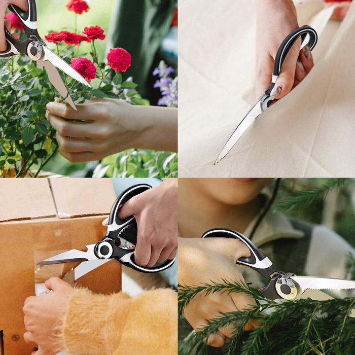 Kitchen Scissors Stainless Steel Black and Red Multi-Function