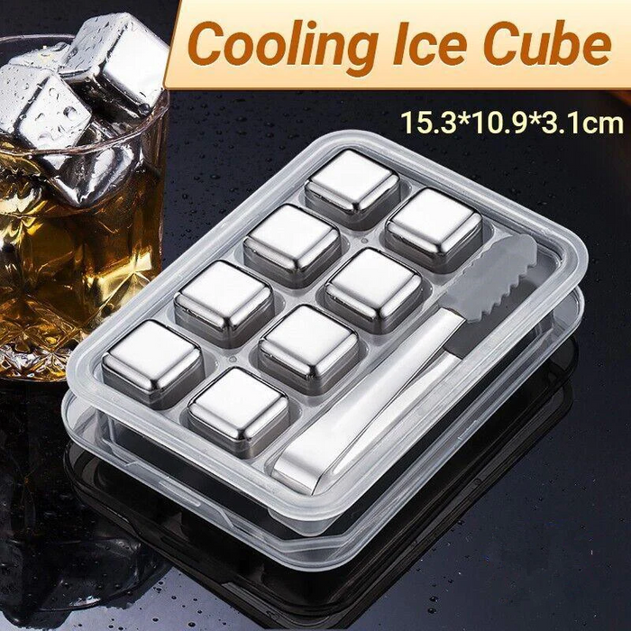 8 Pcs Stainless Steel Whiskey Stones, Rounded Corners