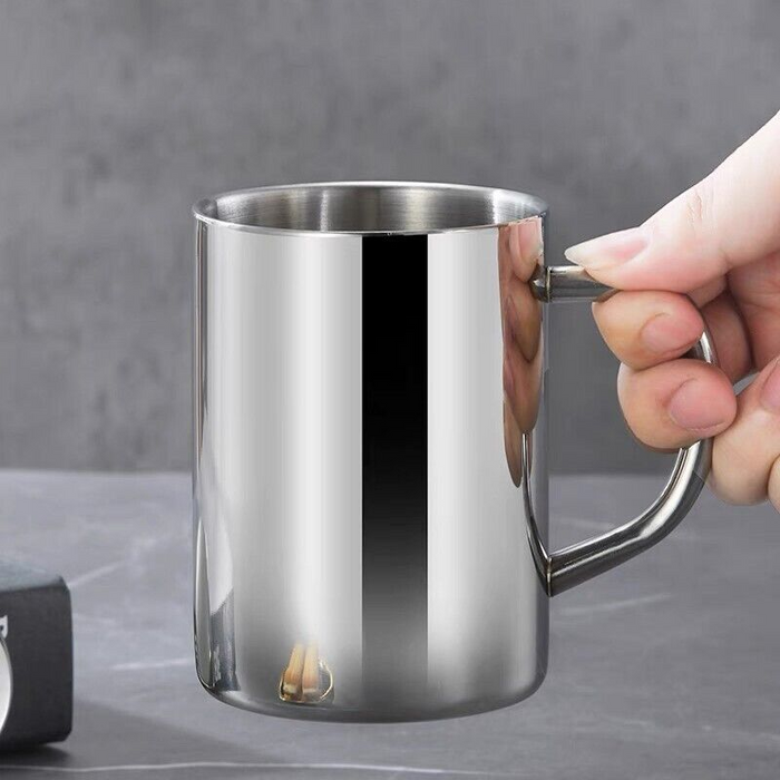 2Pcs Stainless Steel Coffee Mugs Double Wall Insulated 380ml