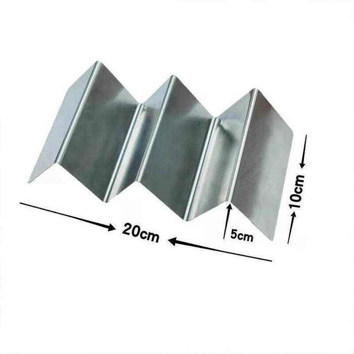 Stainless Steel Taco Holder 3 Compartments Silver with Handles