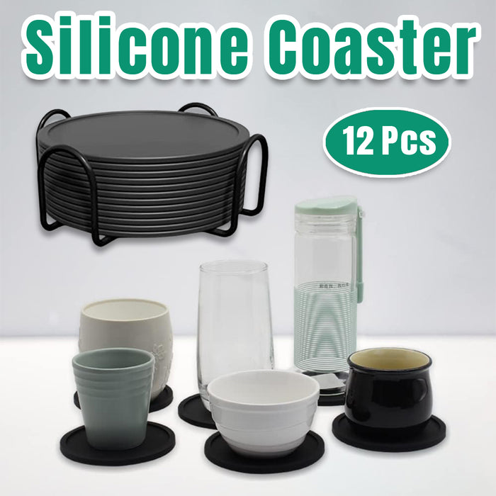 12 Pcs Silicone Coasters with Grooved Design 10cm