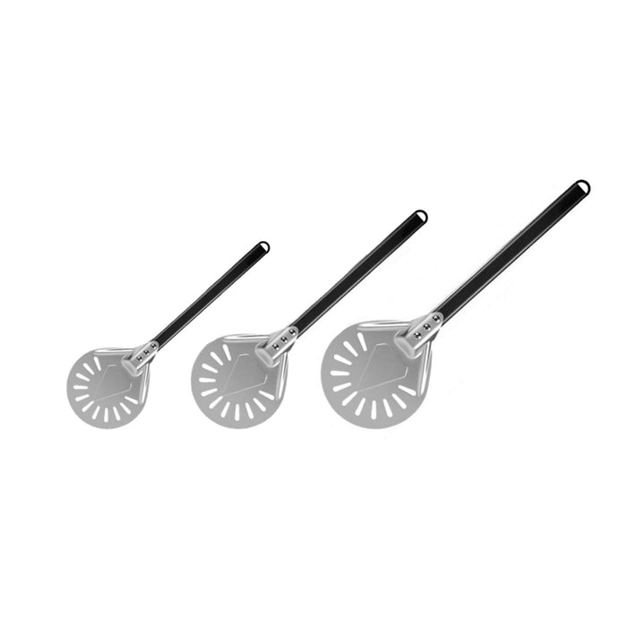 304 Stainless Steel Perforated Pizza Peel with Wooden Handle 3 Sizes 7 in / 8 in / 9 in
