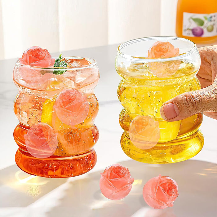 9 Cavity Rose Ice Ball Mould Food Grade Silicone Pink