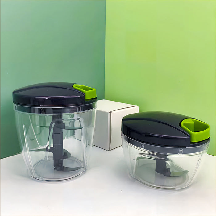 Manual Pull-String Garlic Chopper with 420 Steel Blades