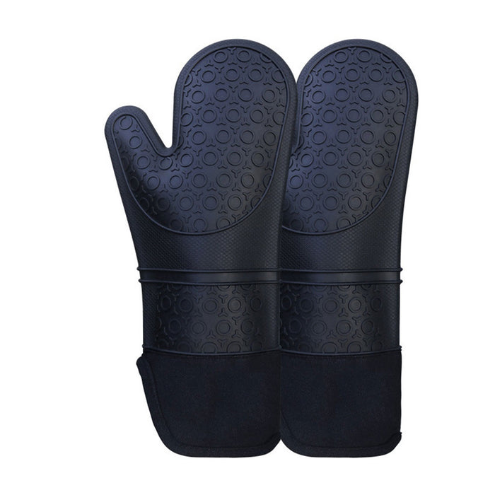 2 Pcs Insulated Oven Mitts Heat-Resistant Silicone with Lining