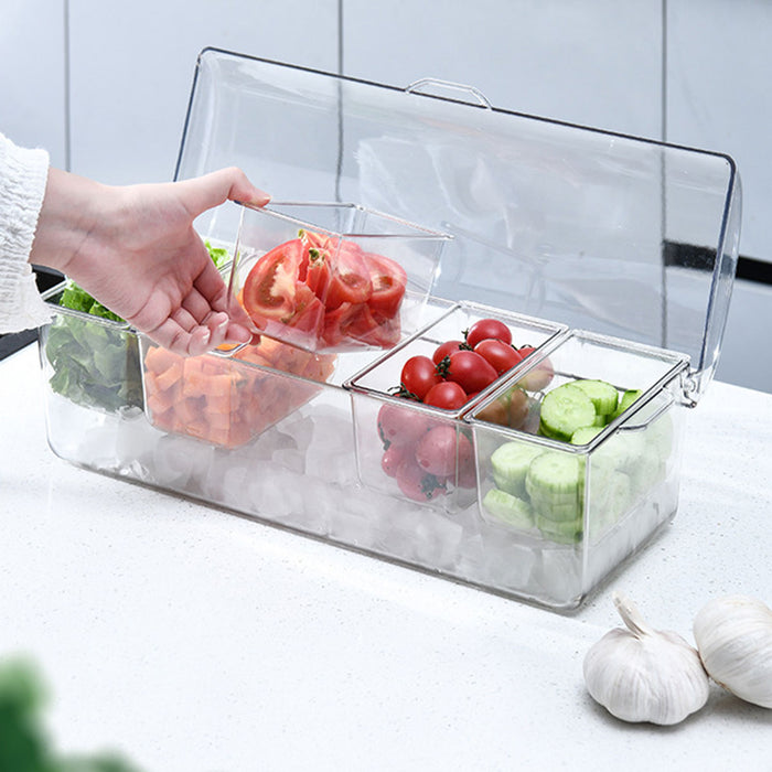 Outdoor Picnic Ice Box Split Salad Plate Clear BPA Free