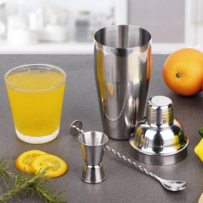3 Pcs Stainless Steel Cocktail Shaker Set 750ML with Jigger