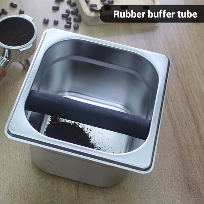 Stainless Steel Coffee Grounds Bucket with Rubber Buffer Rod