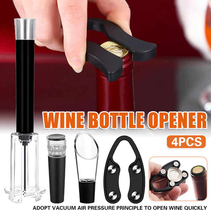 4 Pcs Wine Bottle Opener Set with Vacuum Stopper Foil Cutter