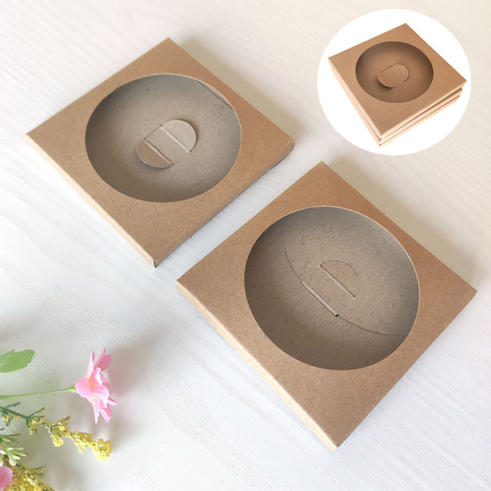 100 Pcs Kraft Paper Coaster Holders with Window Tuck In Flap