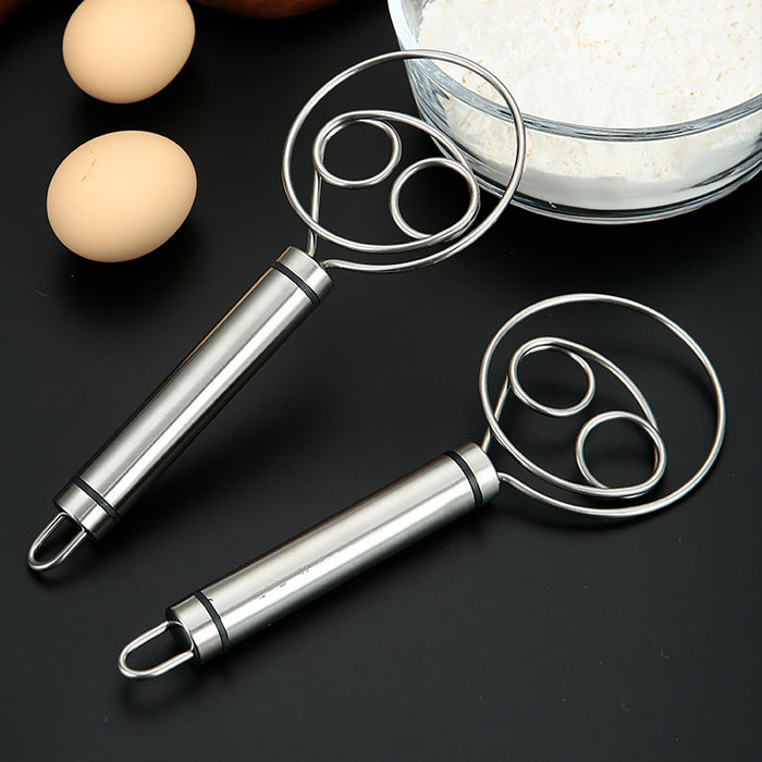 Stainless Steel Double Coil Flour Mixer with Ergonomic Handle Silver