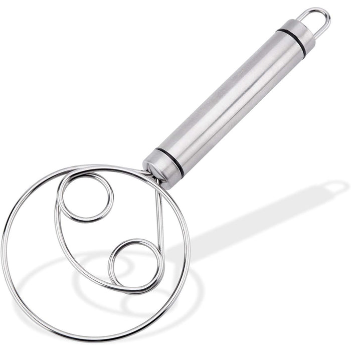 Stainless Steel Double Coil Flour Mixer with Ergonomic Handle Silver