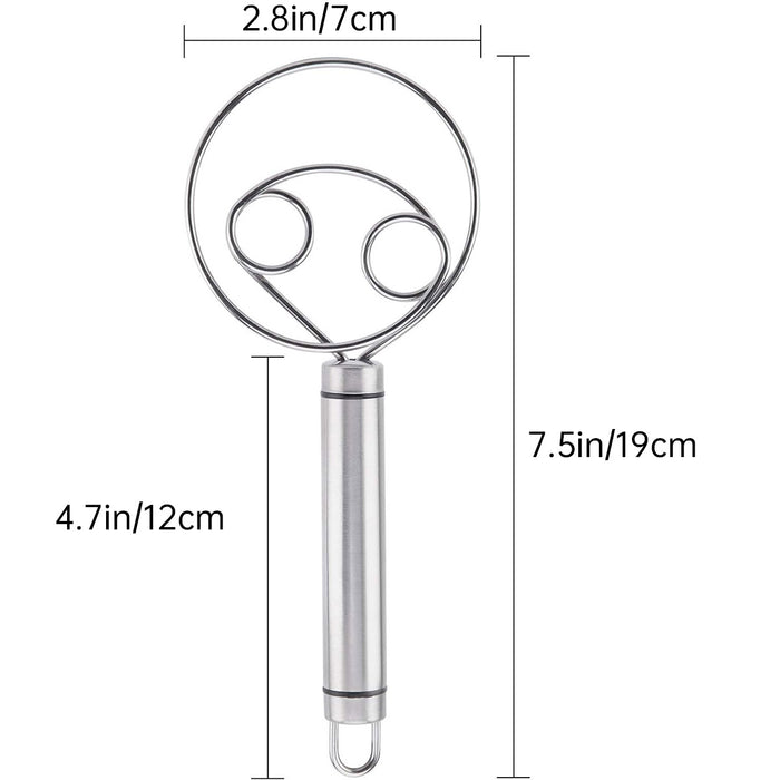 Stainless Steel Double Coil Flour Mixer with Ergonomic Handle Silver