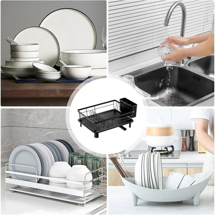 Multifunctional Dish Rack with Sink Drain Tray Organizer