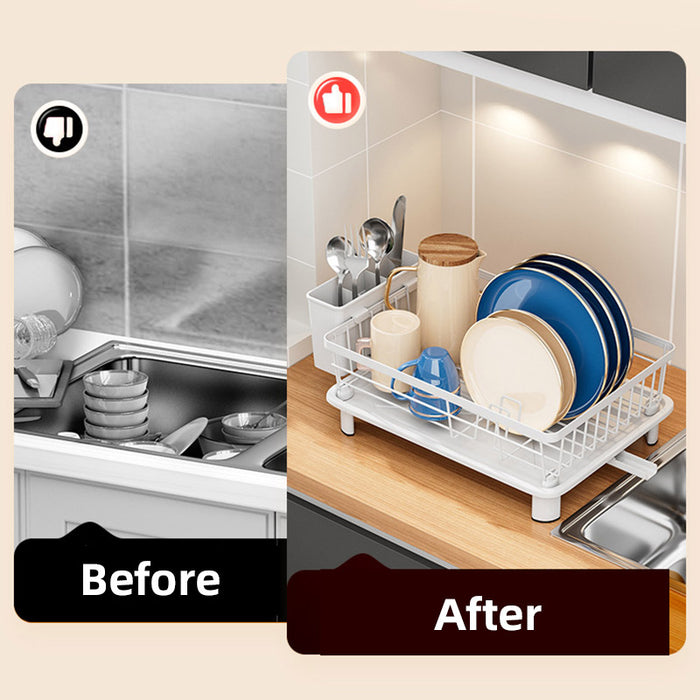 Multifunctional Dish Rack with Sink Drain Tray Organizer