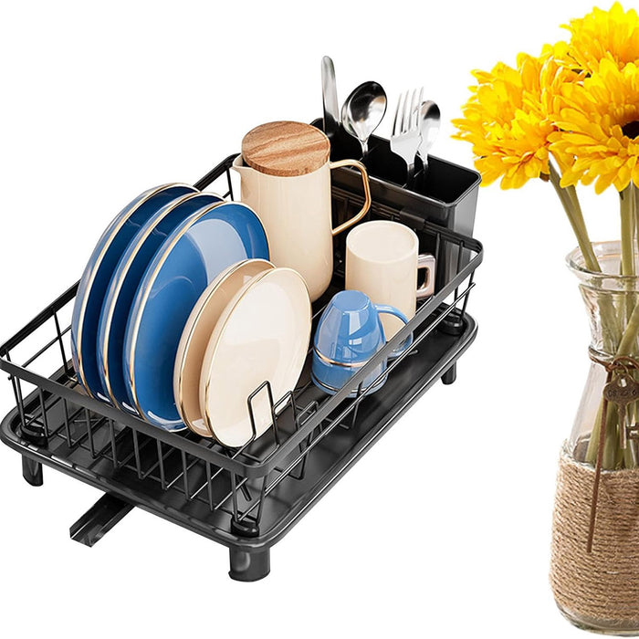 Multifunctional Dish Rack with Sink Drain Tray Organizer