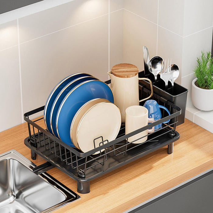 Multifunctional Dish Rack with Sink Drain Tray Organizer
