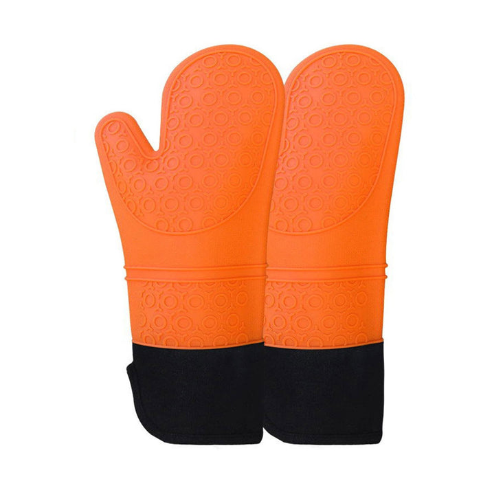 2 Pcs Insulated Oven Mitts Heat-Resistant Silicone with Lining