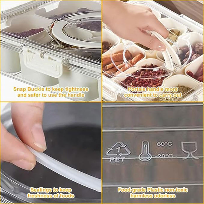 Airtight Food Grade Storage Box Multi Compartment White Clear Lid